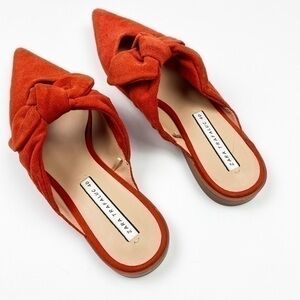 Zara faux suede leather bow flats / mules